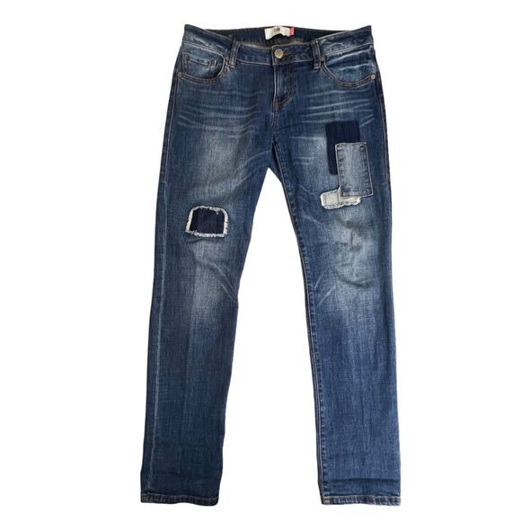 Cabi Womens Dark Wash Low Rise Patch Work Slim Boyfriend Jeans 4 - Picture 2 of 8